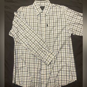 Men’s white and blue dress shirt.